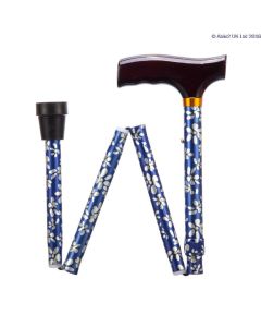 Folding Adjustable Walking Sticks - Blue Petal 33-37"