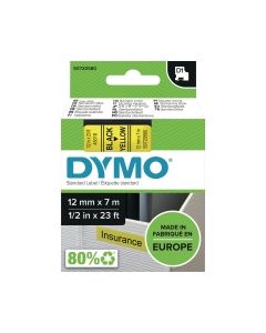 Dymo D1 Labels, Black Print On Yellow, 12mm X 7M