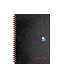 Oxford Black n' Red A5 Glossy Hardback Wirebound Notebook Ruled 140 Pages Black