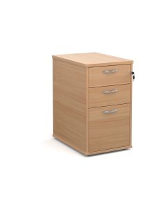 Desk high 3 drawer pedestal with silver handles 600mm beech - Delivery only
