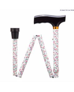 Folding Adjustable Walking Sticks - Pink Flowers 29-33"