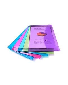 Assorted Bright Foolscap Polypropylene Popper Wallets - Pack of 5