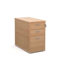 Desk high 3 drawer pedestal with silver handles 800mm beech - Delivery only