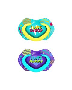 Canpol Set Of Silicone Symmetrical Soothers 0-6 Neon Love 2Pcs. Blue