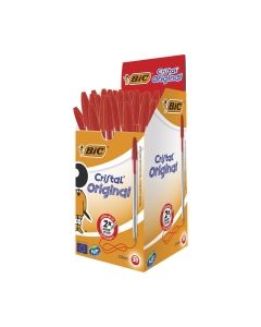 Bic Cristal Original Ballpoint Pens Medium Point (1.0 mm) - Red, Box of 50