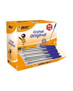 Bic Cristal Original Ballpoint Pens Med Point 1.0 mm - Blue, Value Pack 100