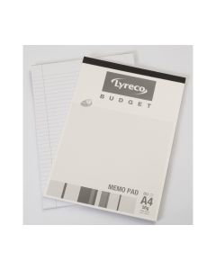 Lyreco Budget White A4 Memo Pads (Ruled) - Pack of 10 (10 X 80 Sheets)
