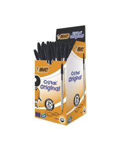 Bic Cristal Original Ballpoint Pens Medium Point (1.0 mm) - Black, Box of 50
