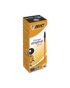 Bic Orange Original Fine Ballpoint Pens Fine Point (0.8 mm) - Black, Box of 20