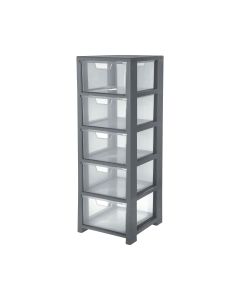 Grey Cristal 5 Drawer Storage Tower