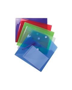 Exacompta Translucent Polypropylene A4 Envelope Wallets, Assorted - Pack 5