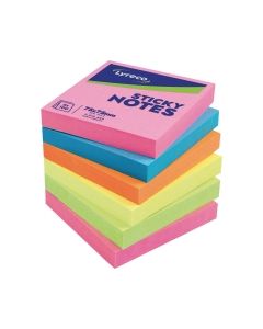 Lyreco Brilliant Sticky Notes 76x76mm 100-Sheets Asst - Pack Of 6