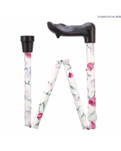 Arthritis Grip Cane - Folding, adjustable, Right Handed - Pink Flowers