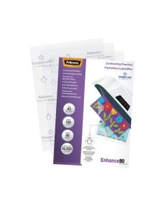 Fellowes A3 Laminating Pouches Gloss 160 Microns (2 X 80) - Pack of 100