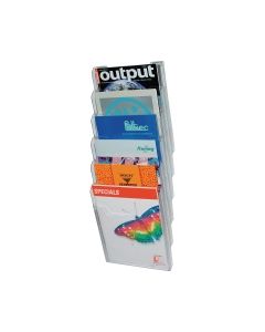 Exacompta Wall Literature Holder, A4 Portrait, 6 Sections, Clear Polystyrene