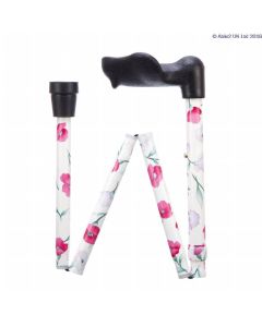 Arthritis Grip Cane - Folding, adjustable, Left Handed - Pink Flower