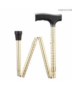 Folding Adjustable Walking Sticks - Etched Gold