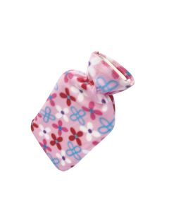 Fortuna Hot Water Bottle w/Fleece Cover Pink Flowers